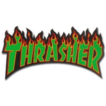 Thrasher Flame - Black/Green Sticker Skate