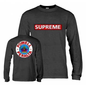 Powell Peralta Ls Supreme Ls Charcoal Heather M T-Shirt