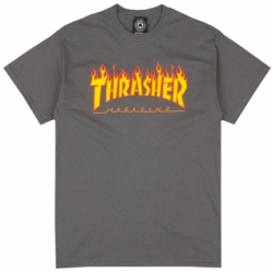 Thrasher Flame Logo Charcoal S T-Shirt