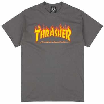 Thrasher Flame Logo Charcoal S T-shirt