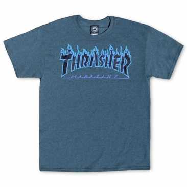 Thrasher Flame Logo Dark Heather S camiseta