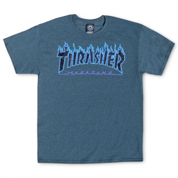 Thrasher Flame Logo Dark Heather S T-Shirt