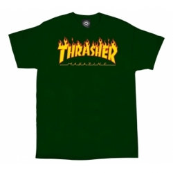 Thrasher Flame Logo Forest Green S T-shirt