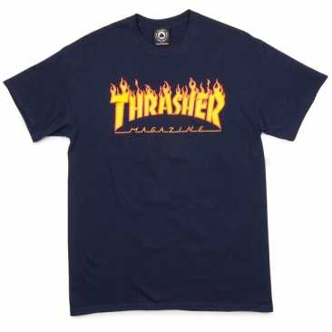 Thrasher Flame Logo Navy M T-Shirt