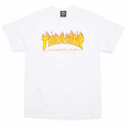 Thrasher Flame Logo White S T-shirt