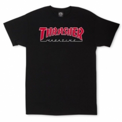 Thrasher Outlined Black Red S Camiseta