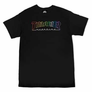 Thrasher Outlined Rainbow Mag Black S Camiseta