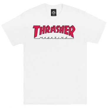 Thrasher Outlined White Red L T-Shirt