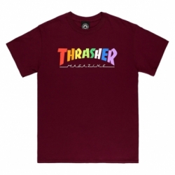 Thrasher Rainbow Mag Maroon S camiseta