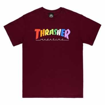 Thrasher Rainbow Mag Maroon S camiseta