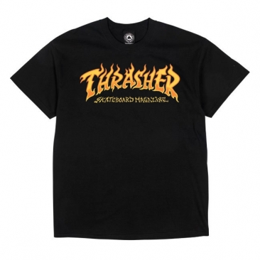 Thrasher Fire Logo Ss Black S Maglietta