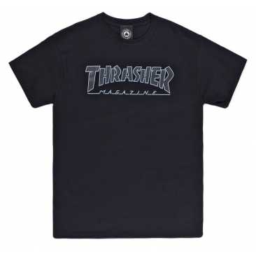 Thrasher Outlined Black Black S Camiseta