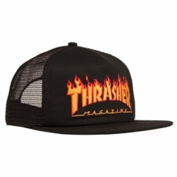 Thrasher Flame Emb Mesh Black Casquette