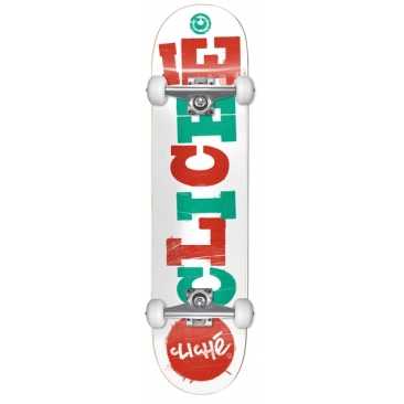 Cliché 8.0 X 31.56 Woodcut Red Teal Skateboard complet