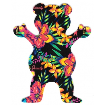 Grizzly Tropical flowers bear Sticker Skate